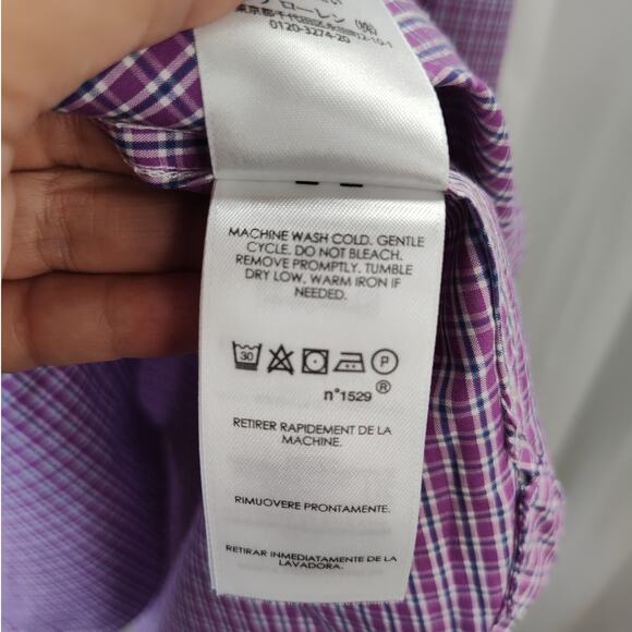 Ralph Lauren Purple Navy White 100% Cotton Button Down, 16.5 32/330 - Picture 6 of 8